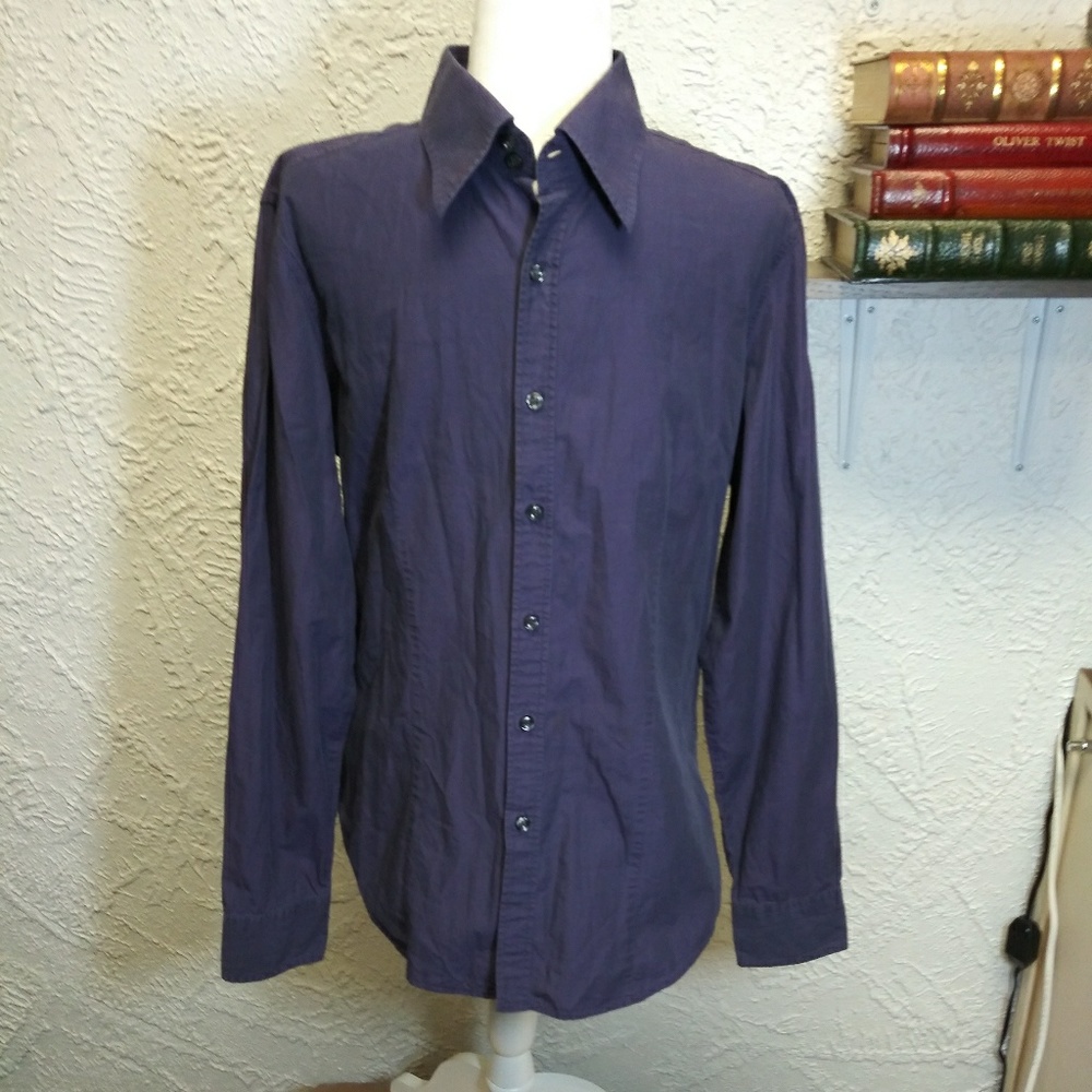 Mens button up Purple XL. Made in Romania.
